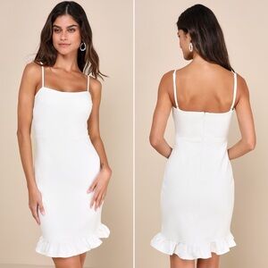 NWOT | Lulus | Spoonful of Sass White Ruffled Bodycon Mini Dress | Sz S